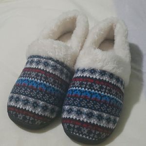 Warm memory foam knitted fur slippers